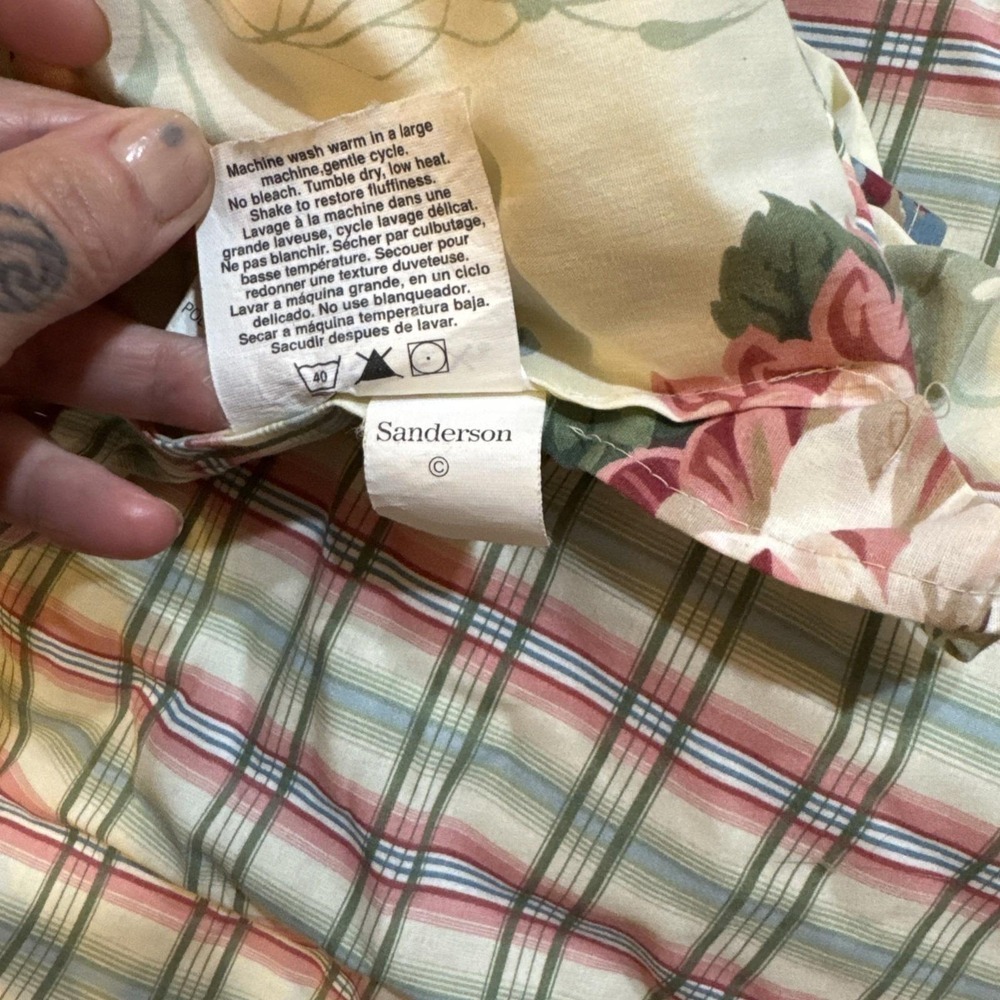 Vintage Martex Sanderson King Comforter Floral Plaid Reversible Ruffle Made USA - Picture 6 of 8
